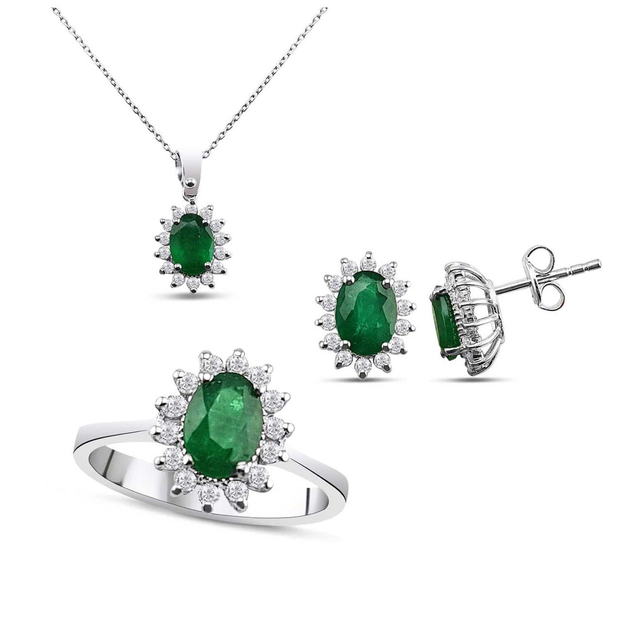 Диамантен комплект със смарагди 1.63 карата